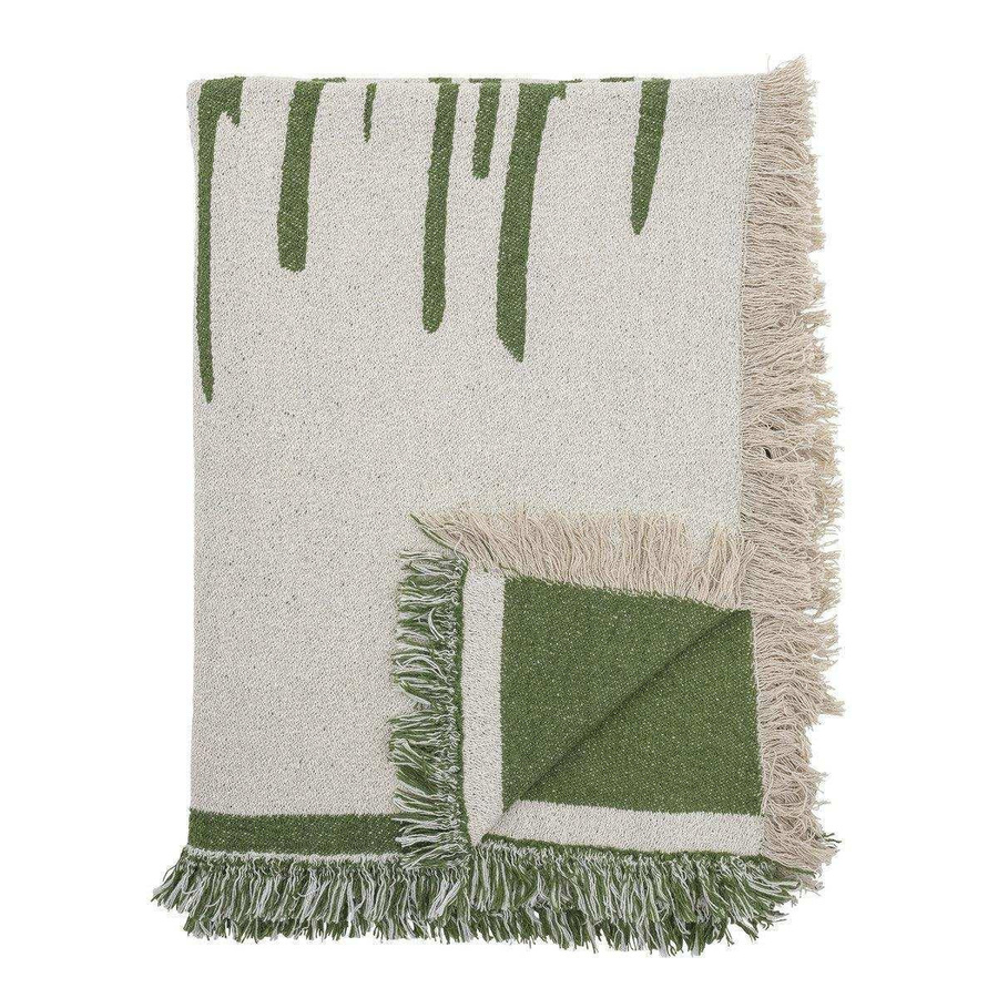 Bloomingville Plaid Haxby aus Baumwolle grün B: 160 cm, T: 130 cm - Bild 1