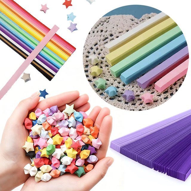 ZYF Origami Sterne Papier Set, 540 Blatt doppelseitig bunt, DIY Bastelpapier für Dekorationen zu Geburtstag und Party - Bild 1