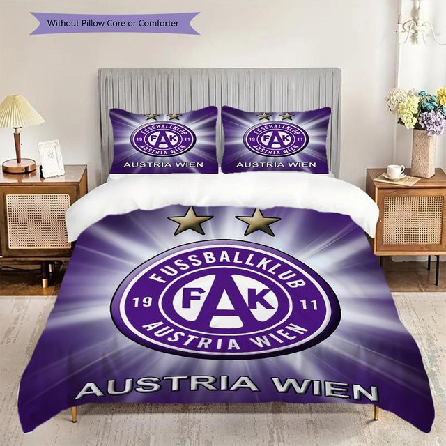 FK Austria Wien Bettwäsche Set mit Reißverschluss, bestehend aus 1 Bettbezug und 2 Kissenbezügen, B/T/H: 260 x 240 cm - Bild 1