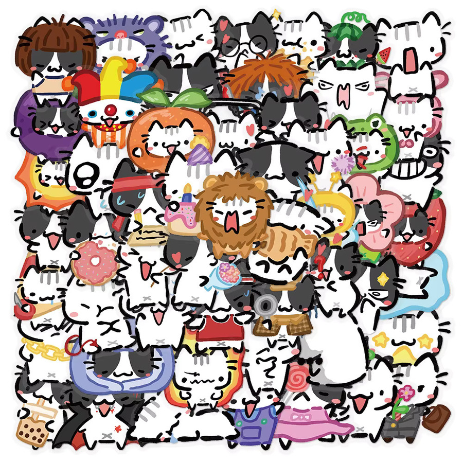 Rspctou Pokky Katzen-Graffiti-Aufkleber, Tier-Meme-Sticker, transparent, bunt/mehrfarbig, 10-teiliges Set - Bild 2