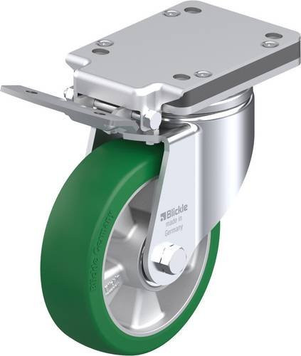 Blickle Lenkrolle LH-ALST 160K-IS mit Feststeller, Rad-Durchmesser: 160 mm, Tragfähigkeit: 580 kg, Farbe: Silber/Grün/Mehrfarbig - Bild 1