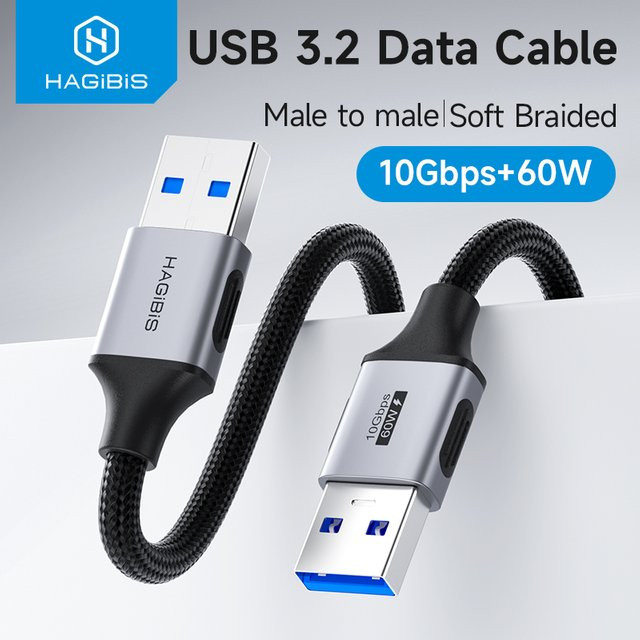 Hagibis USB 3.2 A auf A Stecker auf Stecker Kabel in Schwarz zur Verlängerung für Festplattengehäuse, KVM, Laptop, Kühler, TV-Box und DVD-Player - Bild 1