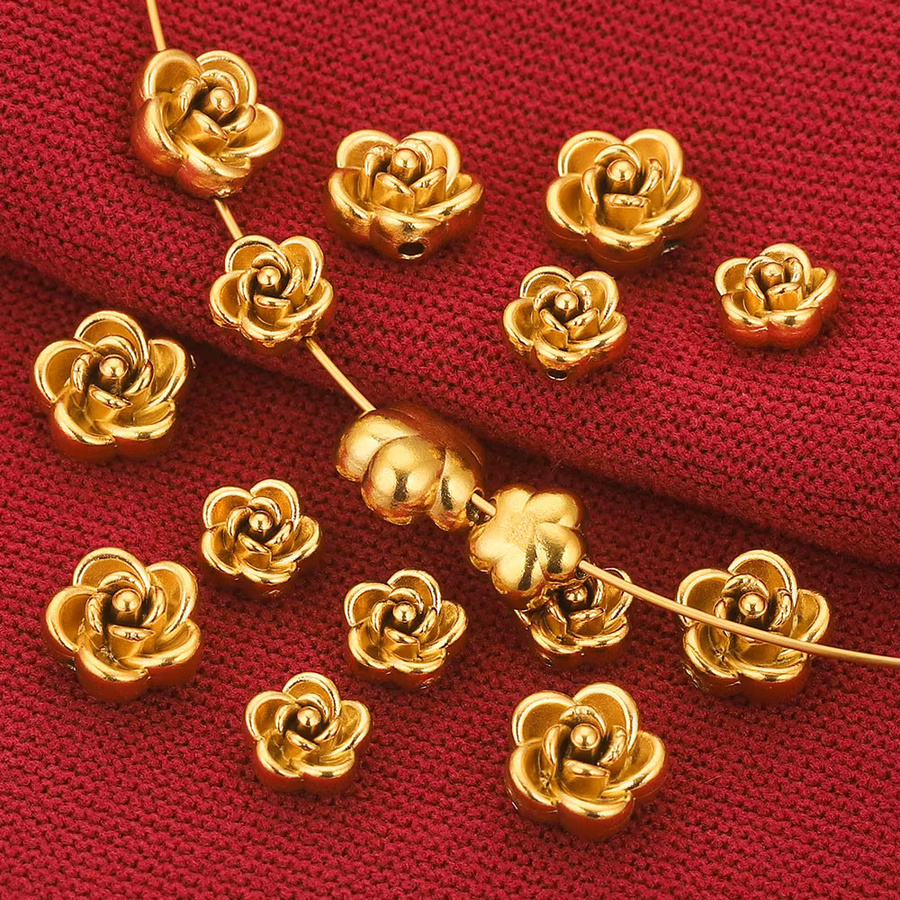 Alisaya Charms Spacer Perlen, Edelstahl, Roségold, Blume, Unisex - Bild 3