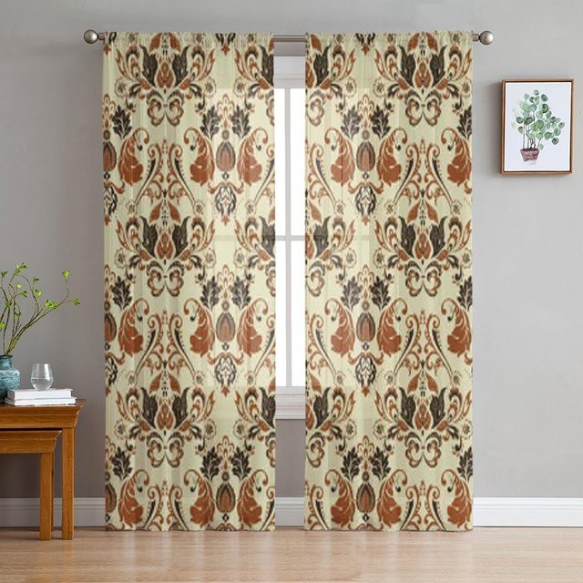Luxuriöse Chiffon-Schergardine Binchi Outdoor Equipment im Vintage-Design, transparent, B: 135 cm, H: 114 cm - Bild 1