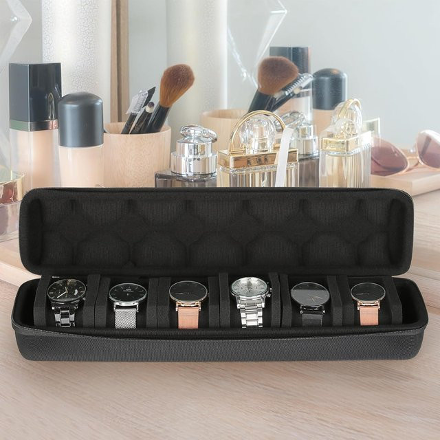 JBAILI Uhrenrolle Aufbewahrungsbox als tragbares Reiseetui und Uhrenorganisator für Armbanduhren und Smartwatches in Solid - Bild 1