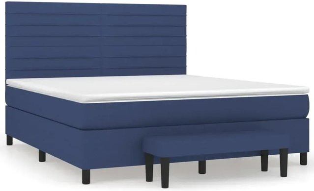 vidaXL Boxspringbett mit Matratze Hybrid-Design in Blau und Weiß, B/T/H: 160 x 200 x 128 cm - Bild 1