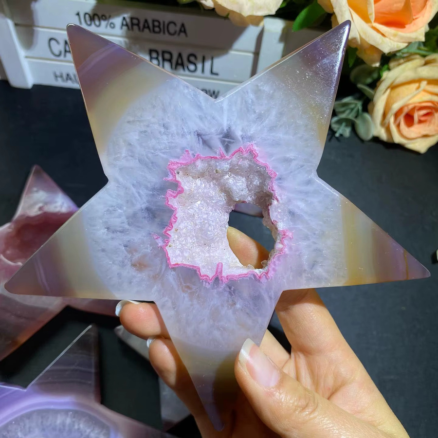 CrystalHola Druzy Pink Achat Stern in Kristallform - Bild 4