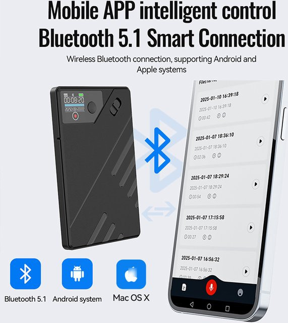 luxuglow KI-Sprachrekorder mit GPT-Intelligenz und App-Steuerung in Schwarz für Echtzeit-Übertragung, Zusammenfassung und Übersetzung inklusive Mindmap-Funktion und Telefonanruf-Aufnahme - Bild 1