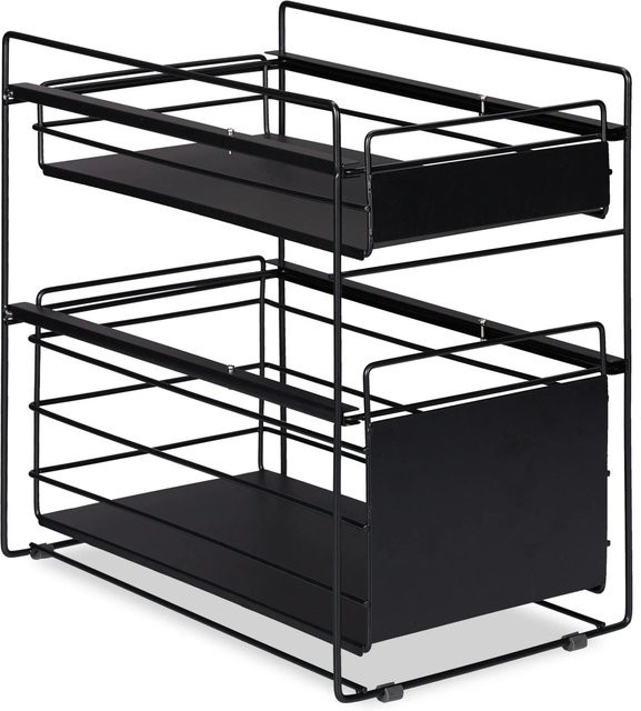 Relaxdays Schubladenregal aus Stahl mit 2 Körben in Schwarz, B/T/H: 39,5 x 25 x 40,5 cm - Bild 1