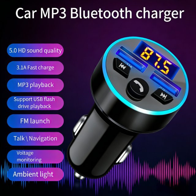 VIKEFON Bluetooth FM-Transmitter mit MP3-Player, Schnellladefunktion und Freisprecheinrichtung für dein Auto - Bild 1