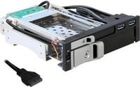 Delock 5.25 Wechselrahmen für 1x 2.5 und 1x 3.5 SATA HDD mit 2x USB 3.0 Ports, Schwarz (47209) - Bild 1