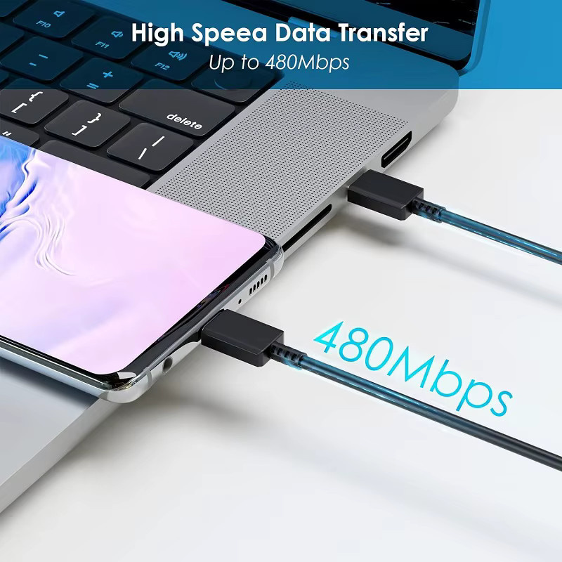 PD 45W Dual USB-C Schnellladekabel 5A mit Datenübertragung in Schwarz - Bild 6