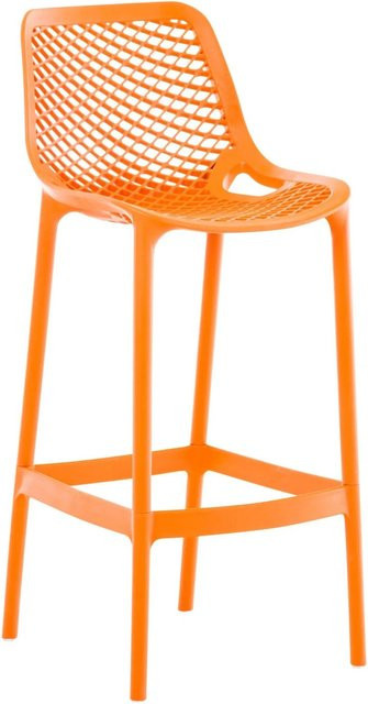 DELUKE Barhocker LORL Modern Orange mit Lehne aus Kunststoff und Wabenmuster, H: 105 cm, B: 45 cm, T: 53 cm - Bild 1