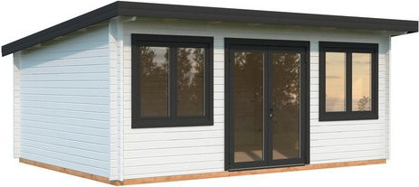 Palmako Holz-Gartenhaus Lisandra in Blockbohlenbauweise mit Pultdach, Weiß, B x T: 550 x 400 cm - Bild 3