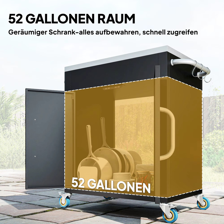 HOMCOM Küchenwagen in Schwarz mit Edelstahlgriff und Rollen, B/T/H: 50 x 50 x 86,5 cm - Bild 4