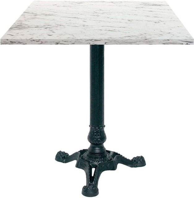 RestooTab Bistrotisch quadratisch in Stein- und Holzoptik mit schwarzem Gestell, Weiß/Steingrau/Marmoriert, B/T/H: 70 x 70 x 75 cm - Bild 1