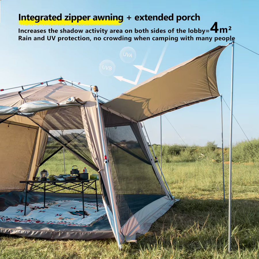 Sonuto Camping-Überdachungszelt mit Aluminiumstangen und Moskitonetz, regensicherer Sonnenschutz für Strand, Angeln und Wandern, B/T/H: 310 x 310 x 200 cm - Bild 3