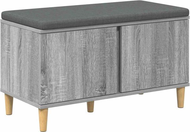 vidaXL Flurbank mit Kissen und Schuhregal in Grau Sonoma, B/T/H: 80 x 38 x 46 cm - Bild 1