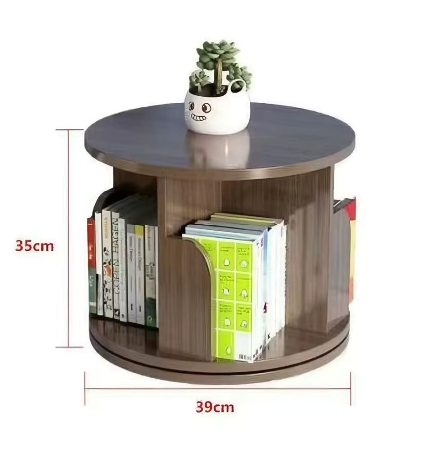360 Grad drehbares Desktop-Organizer-Regal für Bilderbücher und Bürobedarf, mehrteiliges Aufbewahrungsregal für deinen Schreibtisch in Grau und Braun - Bild 2