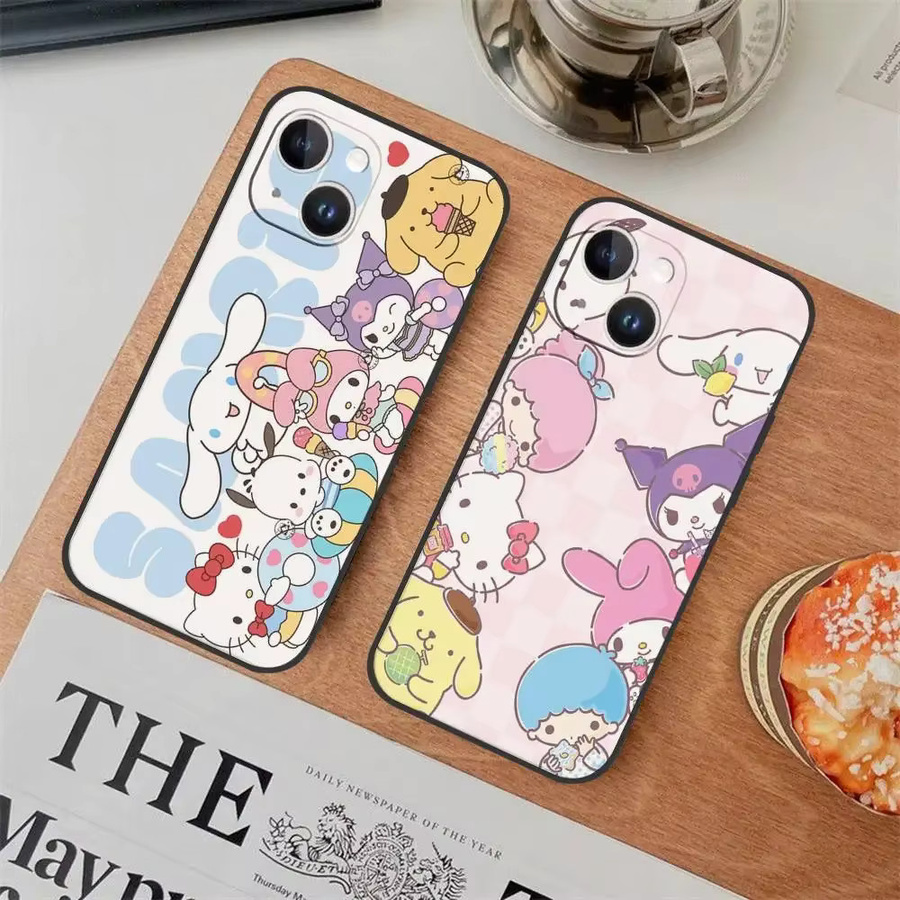 Schwarze Kuromi und Cinnamoroll Handyhülle für Apple iPhone 11 12 13 14 15 16 17 Pro Max X XR XS Max und 12 mini - Bild 3