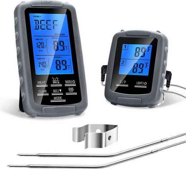KONNWEI Doppel-Sonden-Thermometer mit Timer in Schwarz für BBQ, Smoker, Grill und Ofen - Bild 1