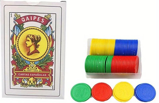 QAIPES Poker Spielkarten und Chips, Tischspiel-Set, 2-teiliges Set - Bild 1
