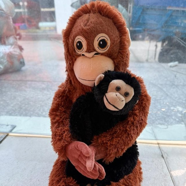 Yiran toy Cartoon Punch Affe Plüschtier, Brauner Schimpanse und Schwarzer Affe Baby, Tiere - Bild 1