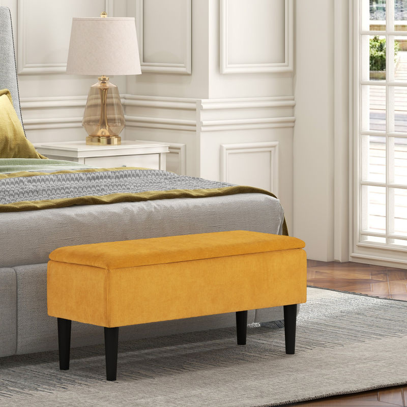 HOMCOM Truhenbank aus Bouclé in Orange mit 47L Stauraum für Schlafzimmer und Eingang, B/T/H: 95 x 38 x 45 cm - Bild 2