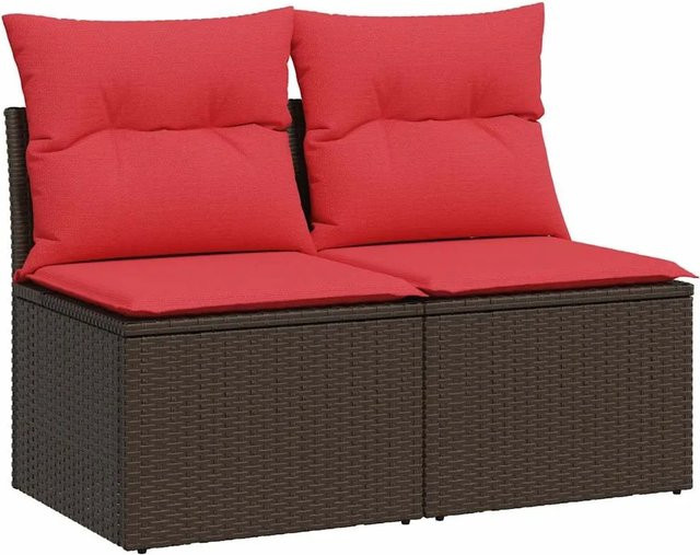 vidaXL 2-teilige Garten-Sofagarnitur aus Polyrattan und Akazie in Braun mit UV-beständigen Kissen für Terrasse und Garten - Bild 1