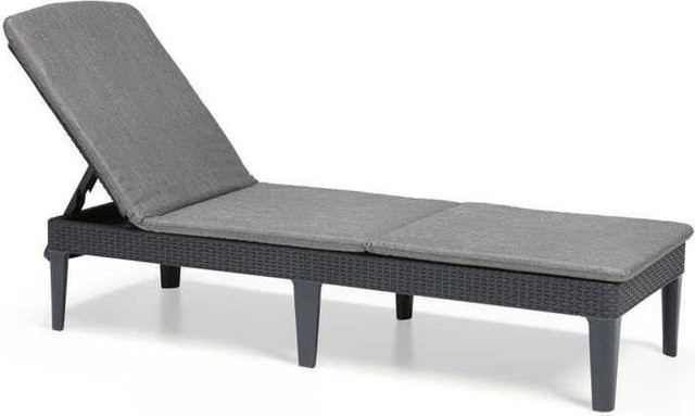 Keter Sonnenliege mit Jaipur Graphite-Kissen, faltbarer Liegestuhl in Grau, wetterbeständig und mit verstellbarer Kopfstütze - Bild 1