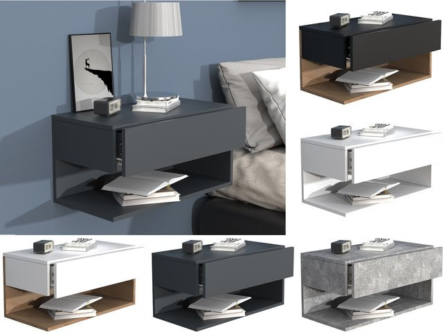 VCM Nachtschrank Usal XL Wandboard mit Schublade, H x B x T: 30 x 60 x 32 cm - Bild 1
