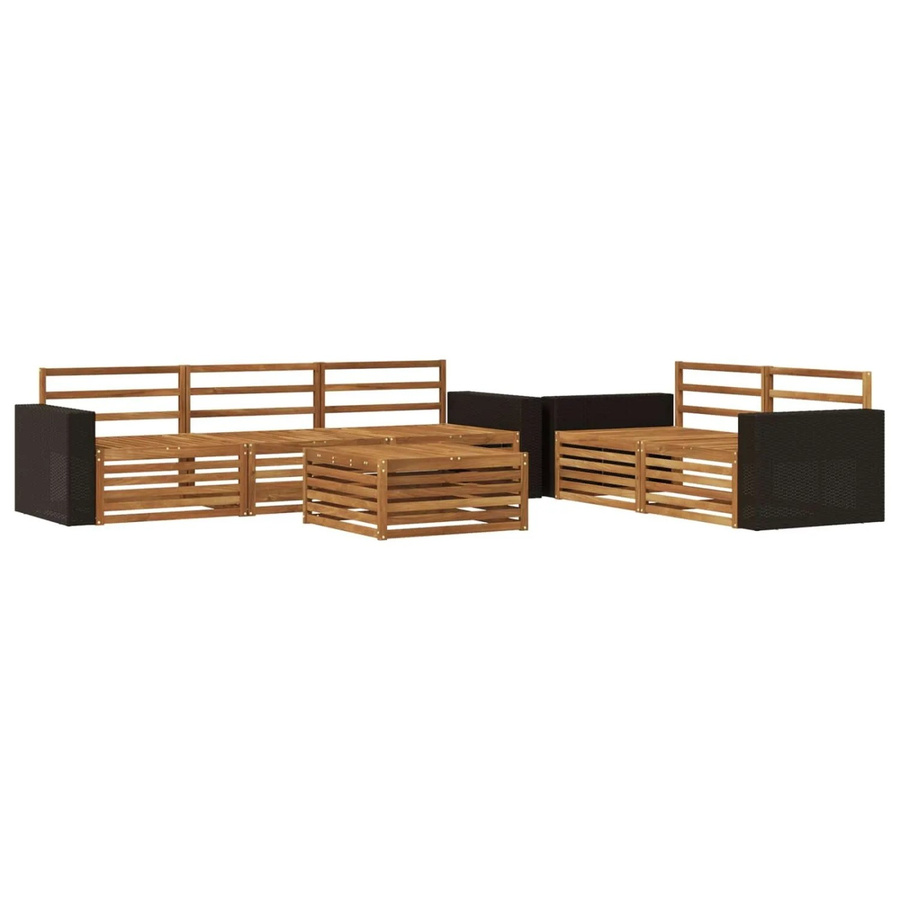 vidaXL Outdoor-Sofagarnitur aus Massivholz Akazie in Braun, 6-teiliges Set mit modernem Latten-Design - Bild 2