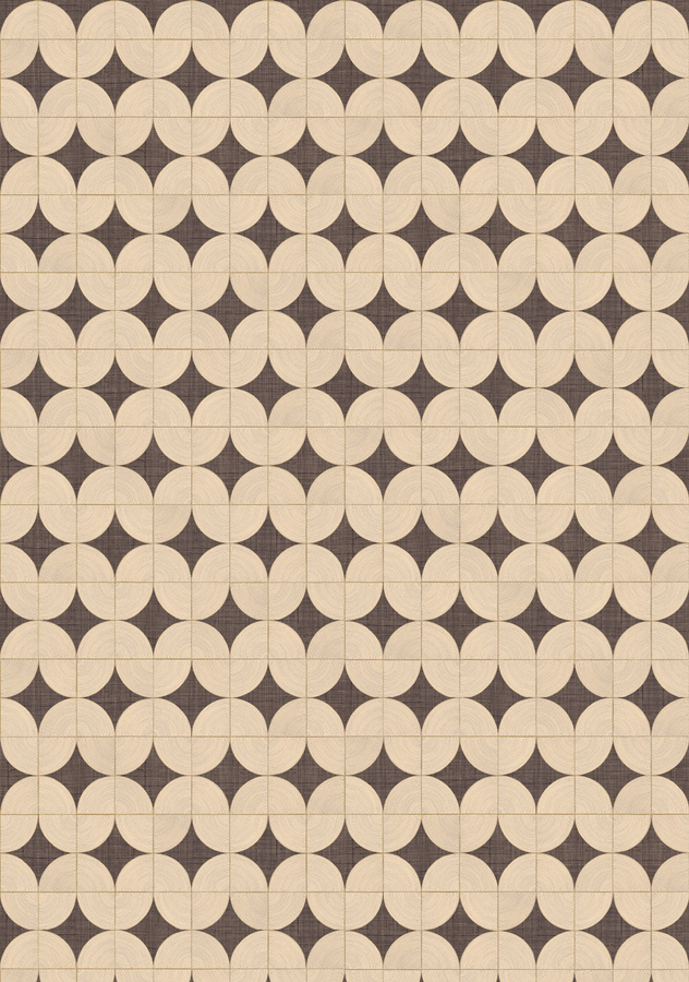 Élitis Tapete Courbes VP 995 40 in Beige mit abstraktem geometrischem Design aus Vinyl - Bild 1