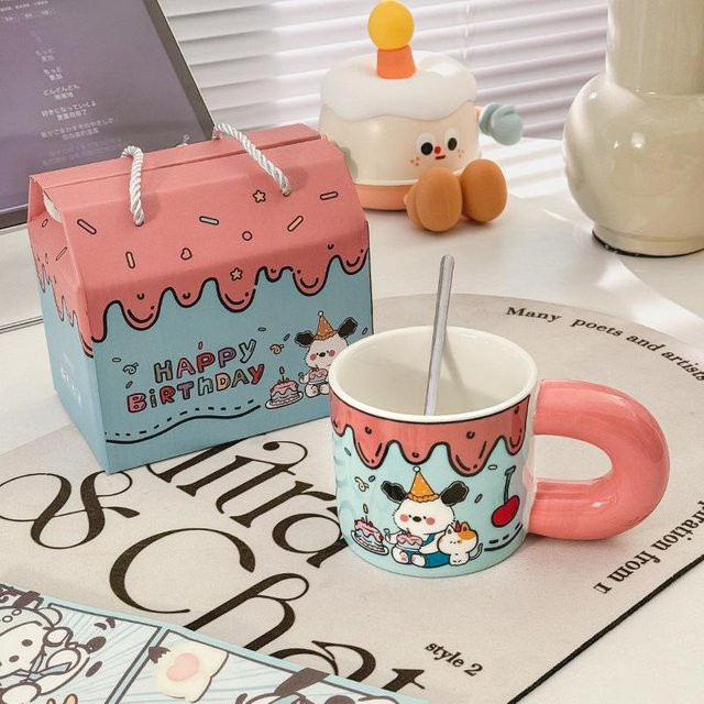 Keramischer Wasserbecher in Grau als Geschenkset für Erwachsene, Volumen: 400 ml - Bild 1