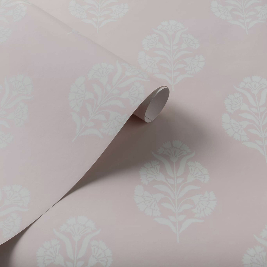 Clarke & Clarke Tapete Standen in Pink mit floralem Botanical-Design, Vlies, Matt - Bild 1