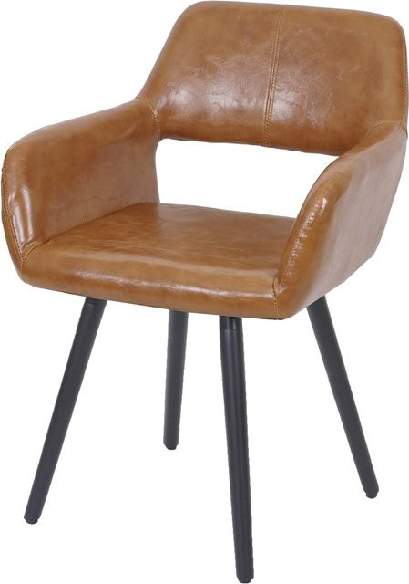 Esszimmerstuhl MCW A50 II im Retro 50er Jahre Design aus Kunstleder und Wildlederimitat in Braun mit dunklen Beinen B/T/H: 57 x 57 x 78,5 cm - Bild 1