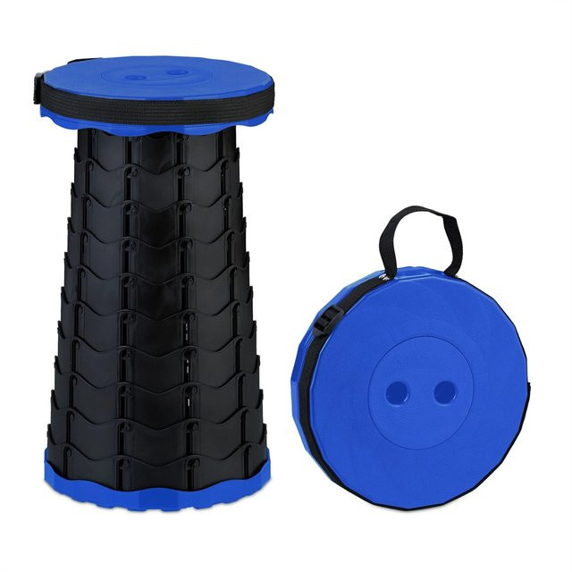 Relaxdays Teleskophocker aus Kunststoff in Schwarz und Blau, höhenverstellbar, Höhe: 44,5 cm, Breite: 25 cm, Tiefe: 25 cm - Bild 1