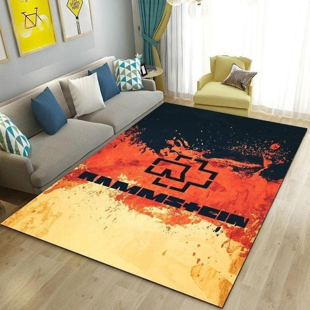 Rammstein Band Logo Teppich mit dreifarbigem Spritzmuster, Mehrfarbig, B/H: 60 x 40 cm - Bild 1