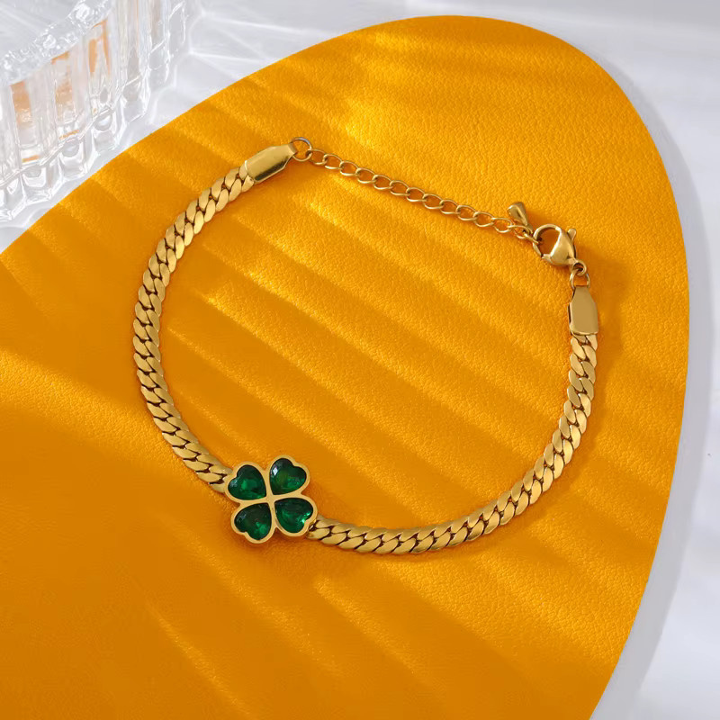 GANEMLY Armband, Edelstahl, Grün, Kristall, Damen - Bild 3