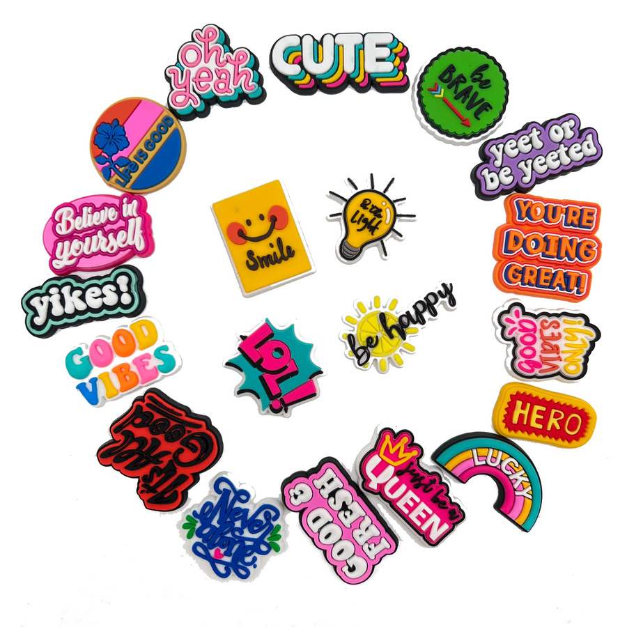 MEIDEJIE Schuh-Charms, Phrasen und Buchstaben, PVC, 20 Stück/Set - Bild 2