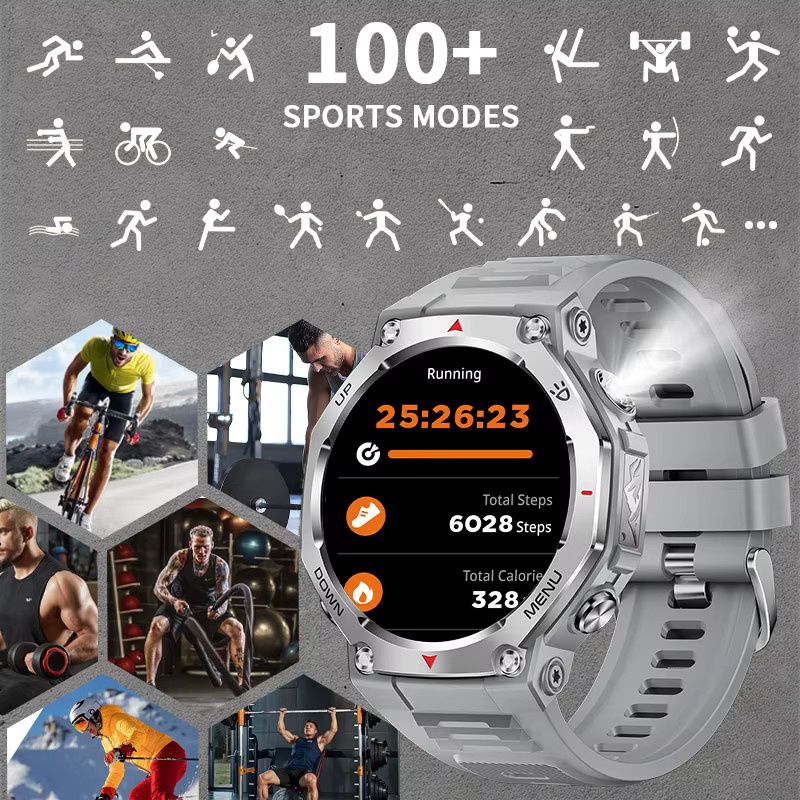 LIGE Smartwatch, AMOLED-Bildschirm, 5 ATM, Schwarz, Silikon, Unisex - Bild 4