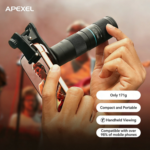 APEXEL HD 5x-10x Zoom Teleobjektiv für iPhone und Samsung Smartphones, Schwarz - Bild 1