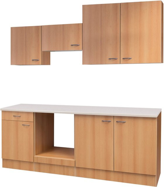 Küchenzeile Flex-Well Classic in Buche, Farbe Braun, Breite: 210 cm, Tiefe: 60 cm, Höhe: 85 cm - Bild 1