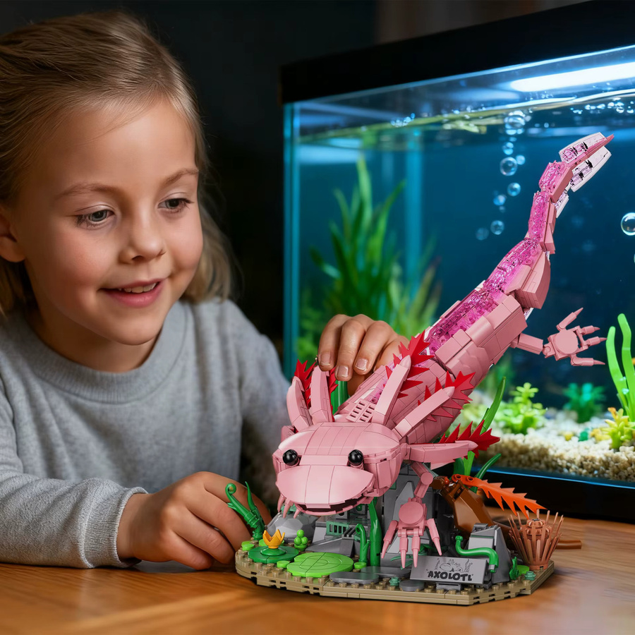 stemedu Aquatisches Amphibien-Axolotl-Modell, Baustein-Set, 998 Teile, ab 8 Jahren - Bild 2
