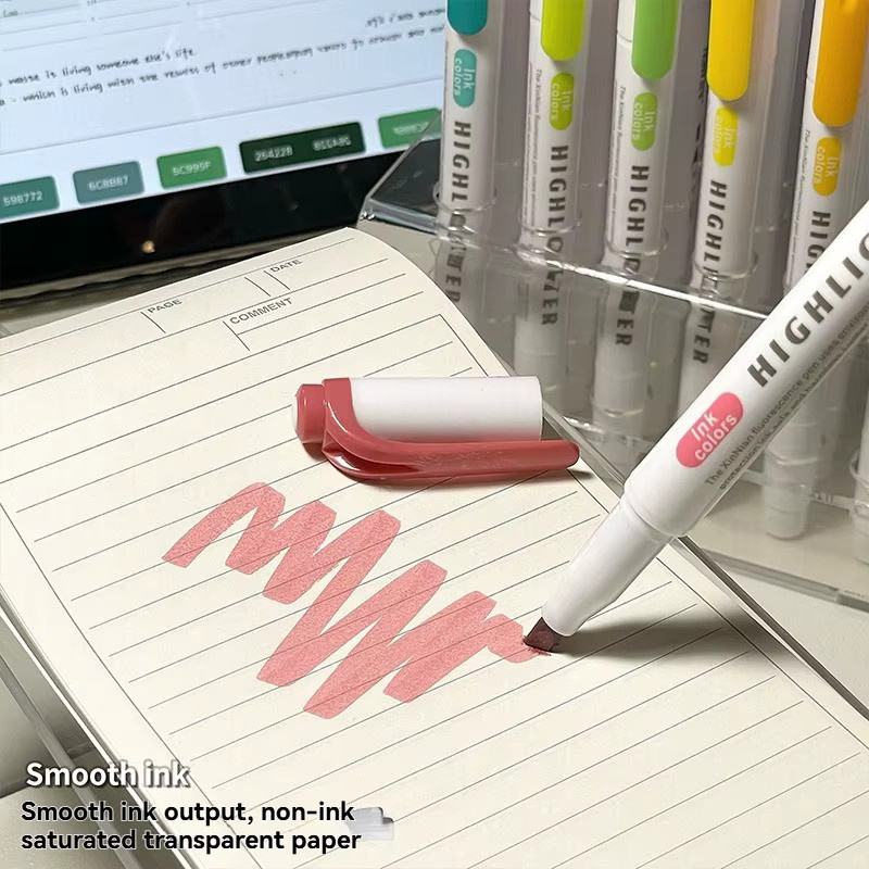 Fluoreszierendes Textmarker Set in Multicolour mit Keilspitze für Schule und Studium - Bild 2