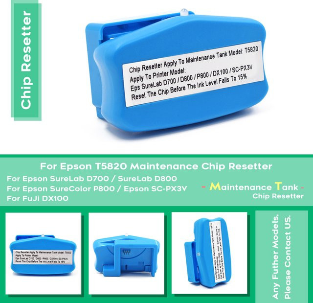 Epson T5820 C13T5820 Wartungspatrone mit Chip Reset für Surelab D700 D800 P800 und FUJIFILM DX100 Abfalltinten-Collector in Blau - Bild 1