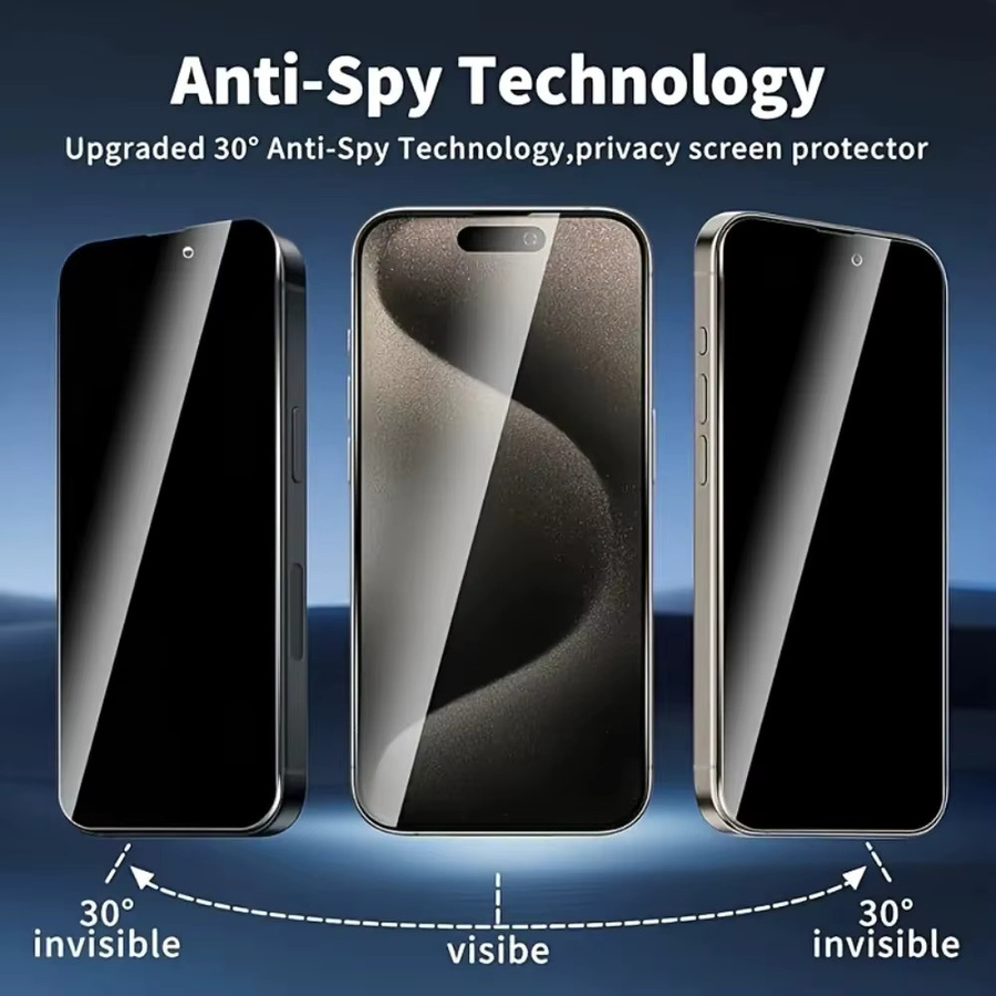 6-in-1 Anti Spy Schutzset aus gehärtetem Glas für iPhone 17 16 15 14 Pro Max 16e 17 Air sowie iPhone 13 12 11 Pro 15 14 16 Plus inklusive Kamera Objektiv Schutz - Bild 3