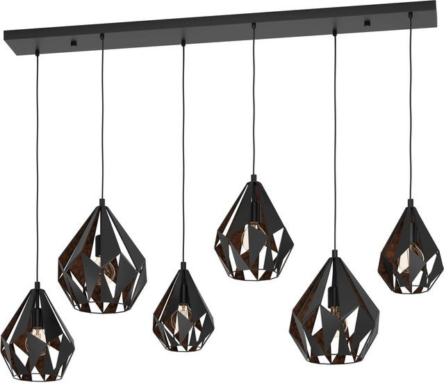 Eglo Pendelleuchte Carlton 6-flammig in Schwarz-Kupfer, B/T/H: 107 x 38,5 x 145,5 cm - Bild 1