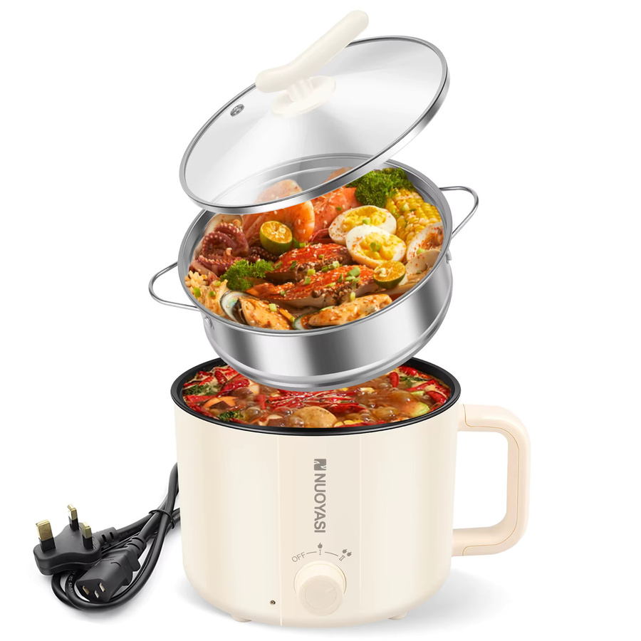 Willstar Mini-Elektro-Hot Pot in Weiß, 1,8 l, runder antihaftbeschichteter Suppentopf für Reise und Studium, UK-Stecker - Bild 5