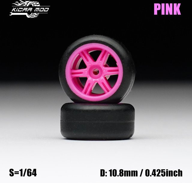 Modellauto Räder, Rosa, mit festen Gummireifen, 4-teiliges Set, gray - Bild 1